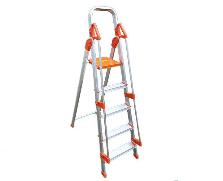 5 Steps Aluminium Ladder with Anti Slip Shoes & holding Bar